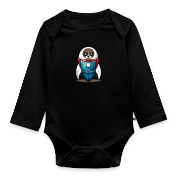 Hund in einer Rakete - Baby Bio-Langarm-Body - Schwarz - Vorne