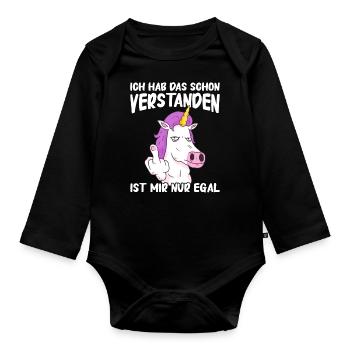 Einhorn Einhörner Fabelwesen Mystisch - Baby Bio-Langarm-Body - Schwarz - Vorne