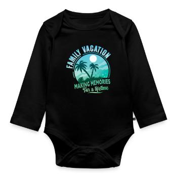 Vacances d’été en famille Créer des souvenirs - Body Bébé bio manches longues - noir - Devant