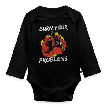 Solution au problème: l’humour noir n’a pas d’importance - Body Bébé bio manches longues - noir - Devant