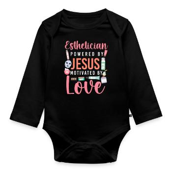 Cute Esthetician Skincare - Organic Longsleeve Baby Bodysuit - black - Front
