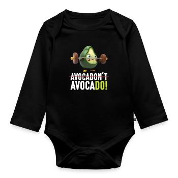 Avocado Weightlifting Gym Vegan - Baby Bio-Langarm-Body - Schwarz - Vorne