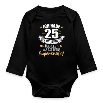25 Hochzeitstag Geschenk Ehejahre - Baby Bio-Langarm-Body - Schwarz - Vorne
