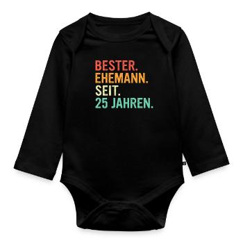25 Hochzeitstag Geschenk Ehejahre - Baby Bio-Langarm-Body - Schwarz - Vorne