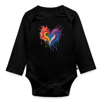 Herz Liebe Farbe Kunst - Baby Bio-Langarm-Body - Schwarz - Vorne