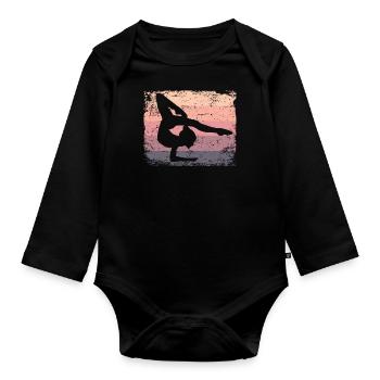 Gymnaste Gymnaste Gymnastique Rythmique Rétro - Body Bébé bio manches longues - noir - Devant