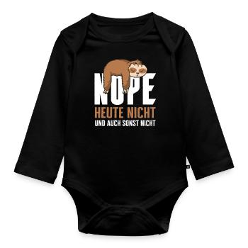 Faultier Faultiere Tier Schlafen Faul - Baby Bio-Langarm-Body - Schwarz - Vorne