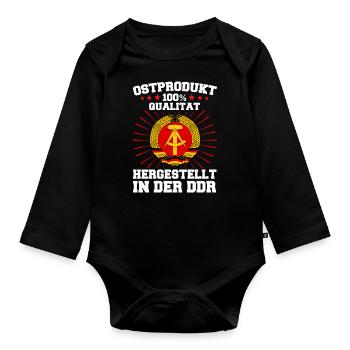Ostdeutschland Osten Ossi DDR Heimat Ostblock - Baby Bio-Langarm-Body - Schwarz - Vorne
