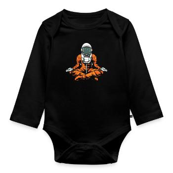Astronaute de yoga - Body Bébé bio manches longues - noir - Devant