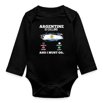 Argentina - Organic Longsleeve Baby Bodysuit - black - Front