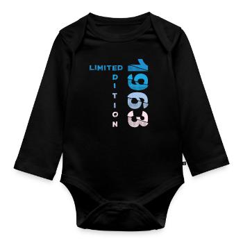 60. Geburtstag Mann Frau 60 Jahre 1963 - Baby Bio-Langarm-Body - Schwarz - Vorne
