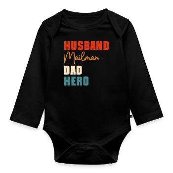 Post Briefzusteller Postboten - Baby Bio-Langarm-Body - Schwarz - Vorne