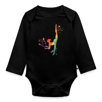 Gymnast with clubs Rhythmic gymnastics - Organic Longsleeve Baby Bodysuit - black - Front