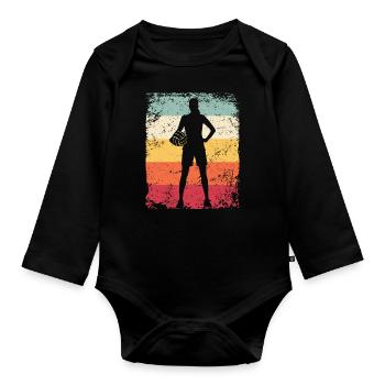 Volleyball Player Retro Beach Volleyball - Organic Longsleeve Baby Bodysuit - black - Front