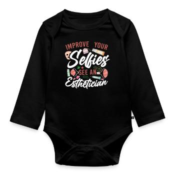 Cute Licensed Esthetician Skincare - Baby Bio-Langarm-Body - Schwarz - Vorne
