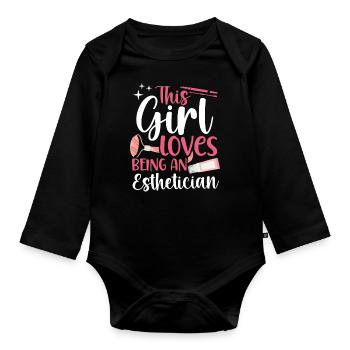 Cute Licensed Esthetician Skincare - Baby Bio-Langarm-Body - Schwarz - Vorne