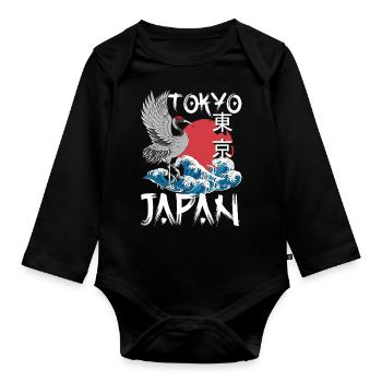 Tokyo Culture City Asian - Organic Longsleeve Baby Bodysuit - black - Front