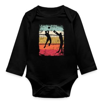 Volleyball Player Retro Beach Volleyball - Organic Longsleeve Baby Bodysuit - black - Front