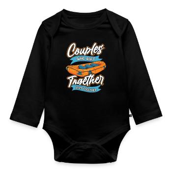 Rafting Couple - Organic Longsleeve Baby Bodysuit - black - Front