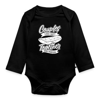 Rafting couple - Organic Longsleeve Baby Bodysuit - black - Front