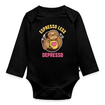 Espresso Less Depresso Depressed Coffee - Organic Longsleeve Baby Bodysuit - black - Front