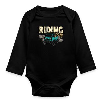 Off-Road Racing Riding Dirty Road Trip Motocross - Organic Longsleeve Baby Bodysuit - black - Front