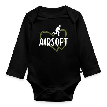 Sport Heart Airsoft - Organic Longsleeve Baby Bodysuit - black - Front