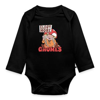 Cueilleurs de champignons Champignons Gnome Nain de champignons - Body Bébé bio manches longues - noir - Devant