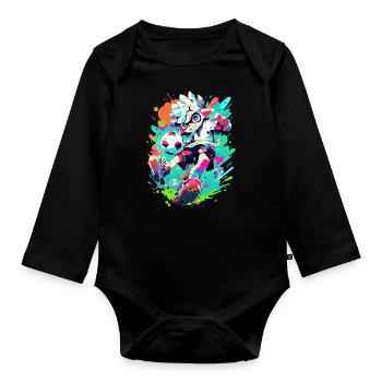 Footballeur funky dans un look de jeu de street art cool - Body Bébé bio manches longues - noir - Devant