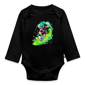 Cool street art gaming vibes with soccer player - Organic Longsleeve Baby Bodysuit - black - Front