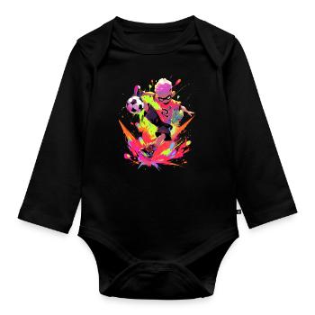 Cool Cartoon Footballer - Street Art Gaming Design - Body Bébé bio manches longues - noir - Devant