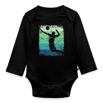 Volleyball Spieler Retro Beach Volleyball - Baby Bio-Langarm-Body - Schwarz - Vorne