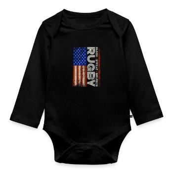 Rugby Verein Rugbyteam Football Sport Geschenk - Baby Bio-Langarm-Body - Schwarz - Vorne