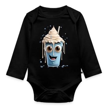 Funny Milkshake - Organic Longsleeve Baby Bodysuit - black - Front