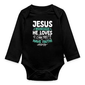 Jésus aime chaque verset biblique Croyez Jésus-Christ - Body Bébé bio manches longues - noir - Devant