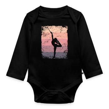 Gymnaste Baton Gymnastique Rythmique Rétro - Body Bébé bio manches longues - noir - Devant