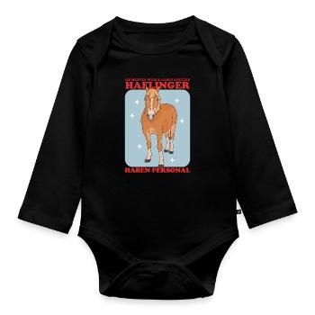Haflinger Pferde | Haffi Pferdebesitzer Geschenk - Baby Bio-Langarm-Body - Schwarz - Vorne