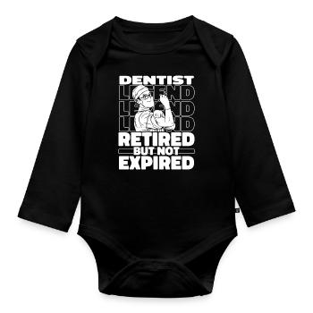 Zahnarzt Dentist Im Ruhestand - Baby Bio-Langarm-Body - Schwarz - Vorne