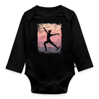 Gymnaste Baton Gymnastique Rythmique Rétro - Body Bébé bio manches longues - noir - Devant