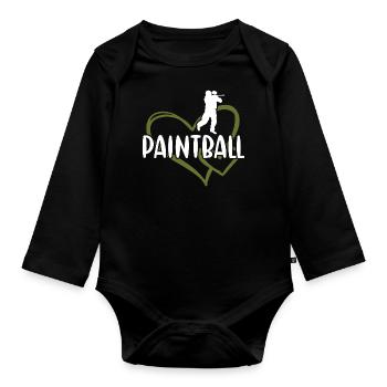 Sport Heart Paintball - Organic Longsleeve Baby Bodysuit - black - Front