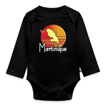 belle idée de Cadeau Original de la Martinique - Body Bébé bio manches longues - noir - Devant