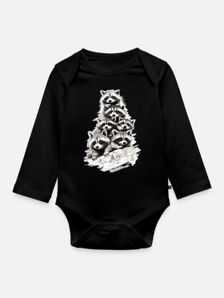 Waschbären - Baby Bio-Langarm-Body - Schwarz