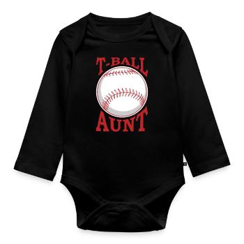T-Ball Tante Baseballspieler - Baby Bio-Langarm-Body - Schwarz - Vorne