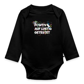 Positiv auf Lustig Getestet - Baby Bio-Langarm-Body - Schwarz - Vorne