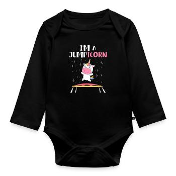 Jumpicorn Licorne Trampoline - Body Bébé bio manches longues - noir - Devant