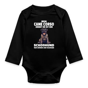 Cane Corso Italiano Hund - Baby Bio-Langarm-Body - Schwarz - Vorne