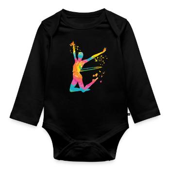 Gymnaste avec gymnastique rythmique au cerceau - Body Bébé bio manches longues - noir - Devant