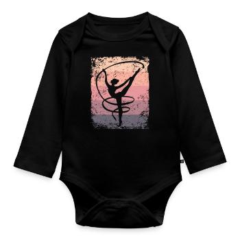 Gymnaste Gymnaste Gymnastique Rythmique Rétro - Body Bébé bio manches longues - noir - Devant