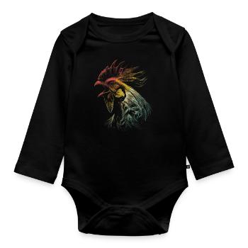 Chicken Chickens Farmer Farmer Farm Rooster - Organic Longsleeve Baby Bodysuit - black - Front