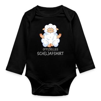 Schafe Schafherde Bauernhof Landwirt Schäfer - Baby Bio-Langarm-Body - Schwarz - Vorne
